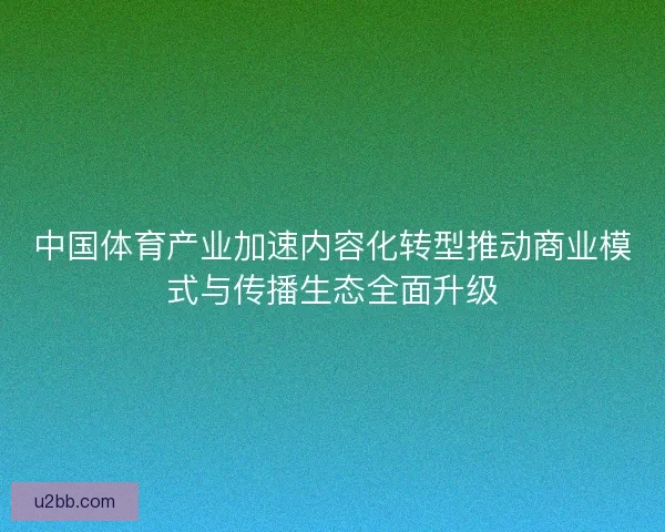 中国体育产业加速内容化转型推动商业模式与传播生态全面升级